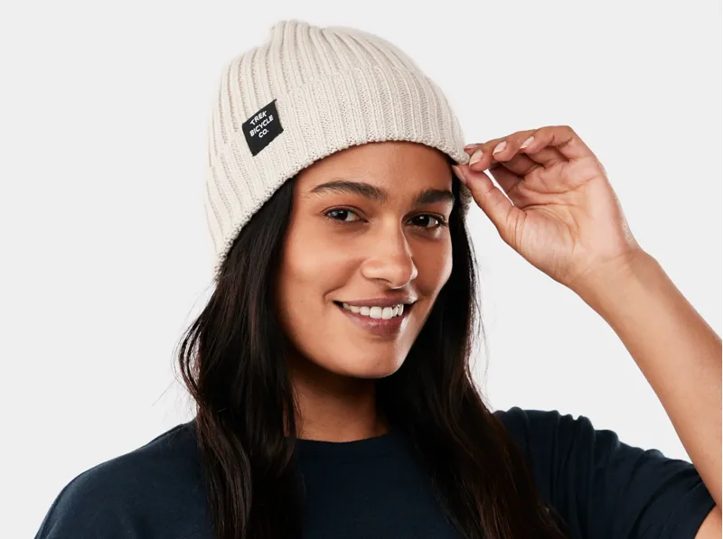Trek Label Fisherman Beanie in Cream